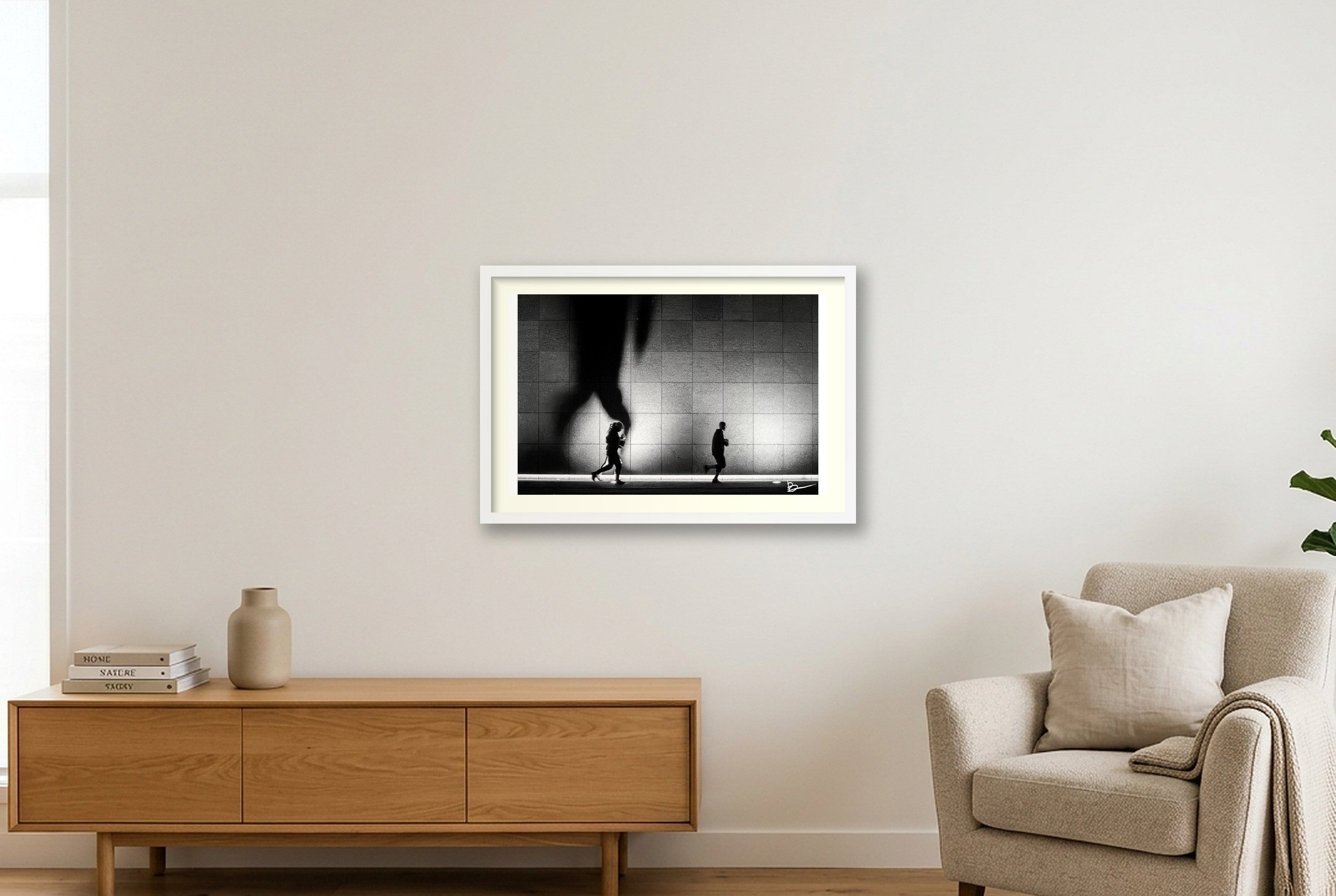 Running From Your Demons — 60×40cm, 24×16" White Frame
