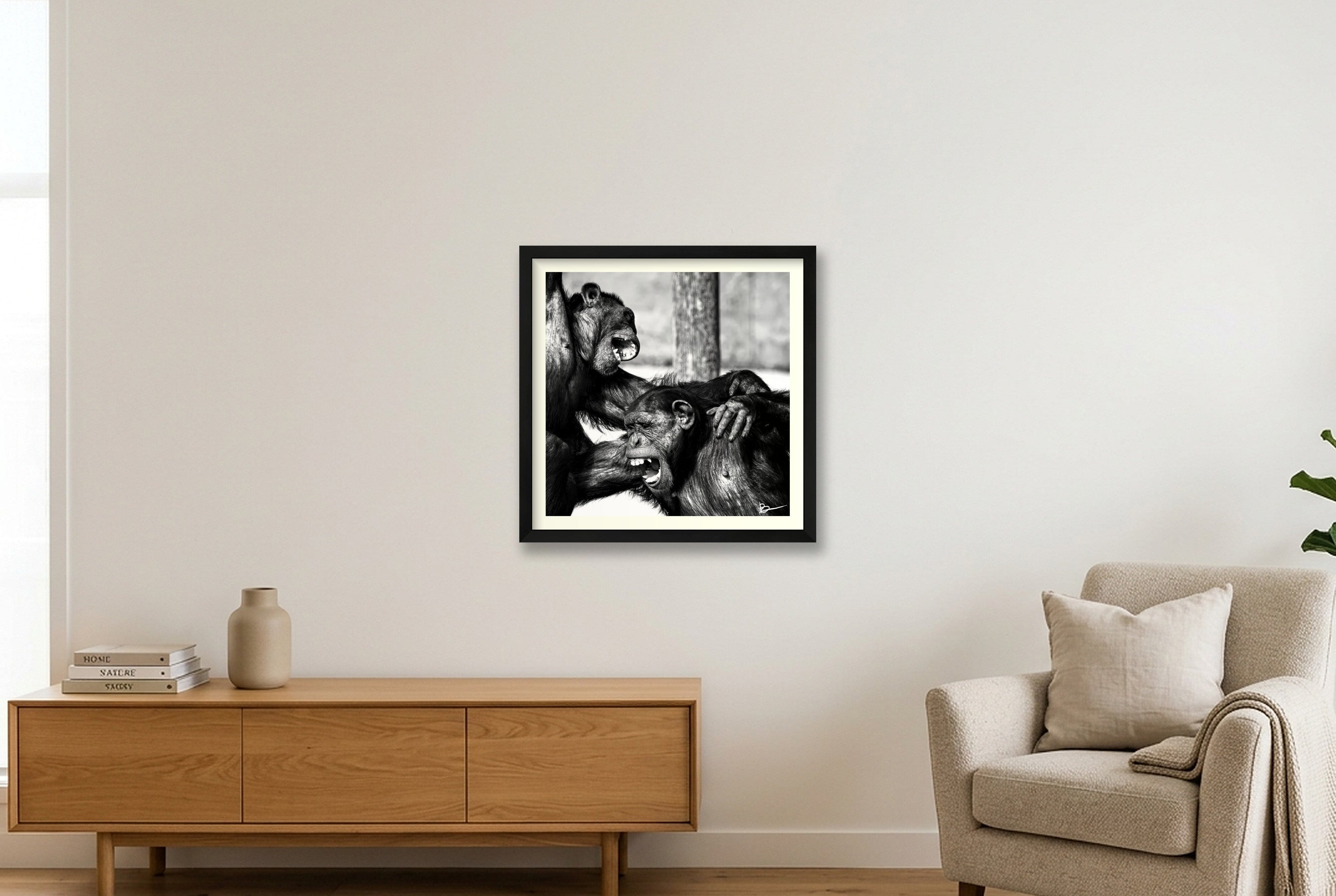 The Laughing Policemen — 40×40cm, 16×16" Black Frame