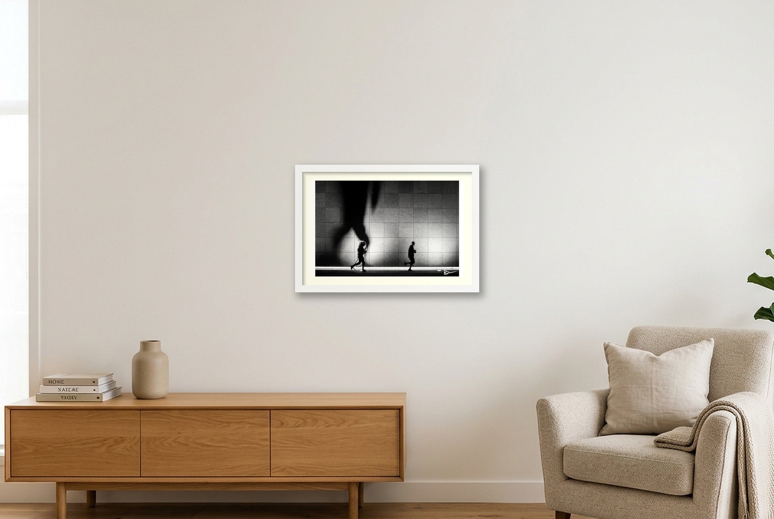Running From Your Demons — 45×30cm, 18×12" White Frame